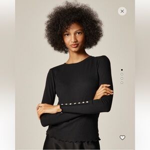 J crew Refined Rib Long Sleeve T-shirt with Button Cuffs